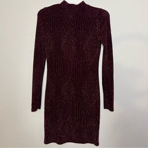 Elegant Burgundy Long Sleeve Dress